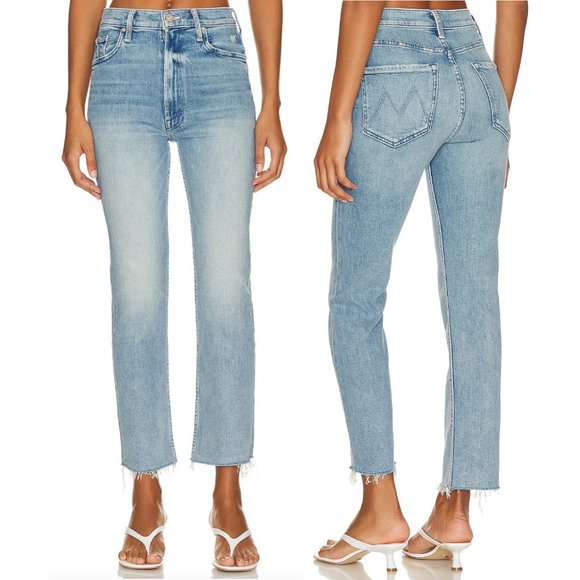 MOTHER High Waisted Rider Ankle Fray Jeans Size 30 NWT